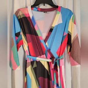 Multicolor Geometric Maxi Dress